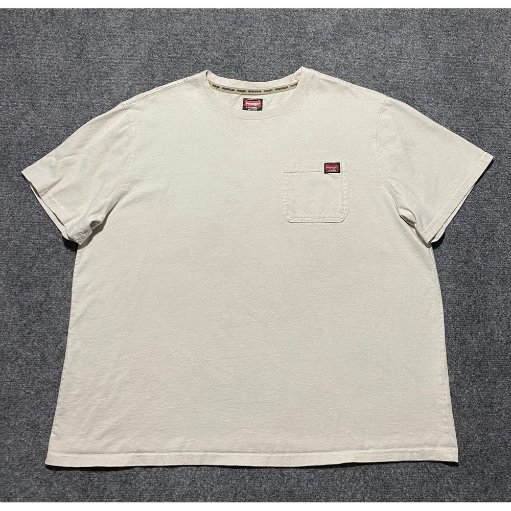 Wrangler Workwear Mens 2XL Beige Cotton Short Sleeve Pocket T-Shirt WW55281‎